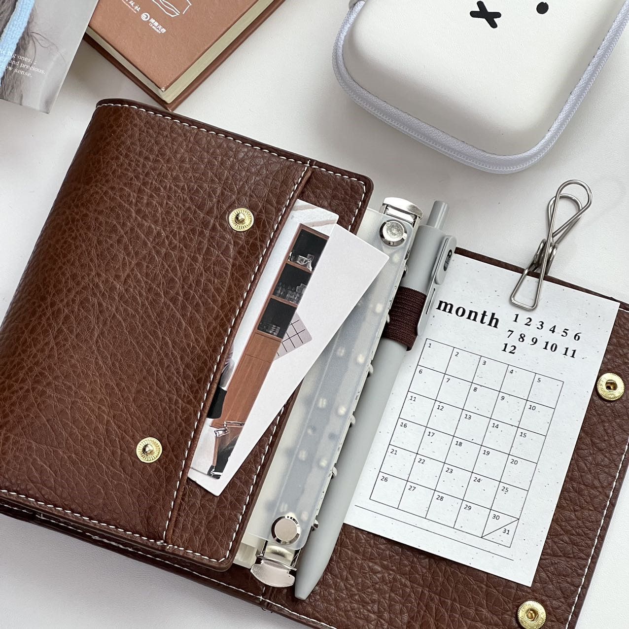 Vintage Leather Journal Notebook - Блокнот A7 на трех кольцах, универсальный,