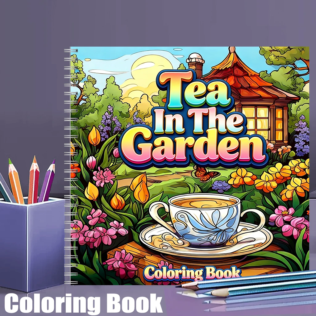 Adult Coloring Book Stress Relief - Книжка-раскраска «Чай в садах» для взрослых,